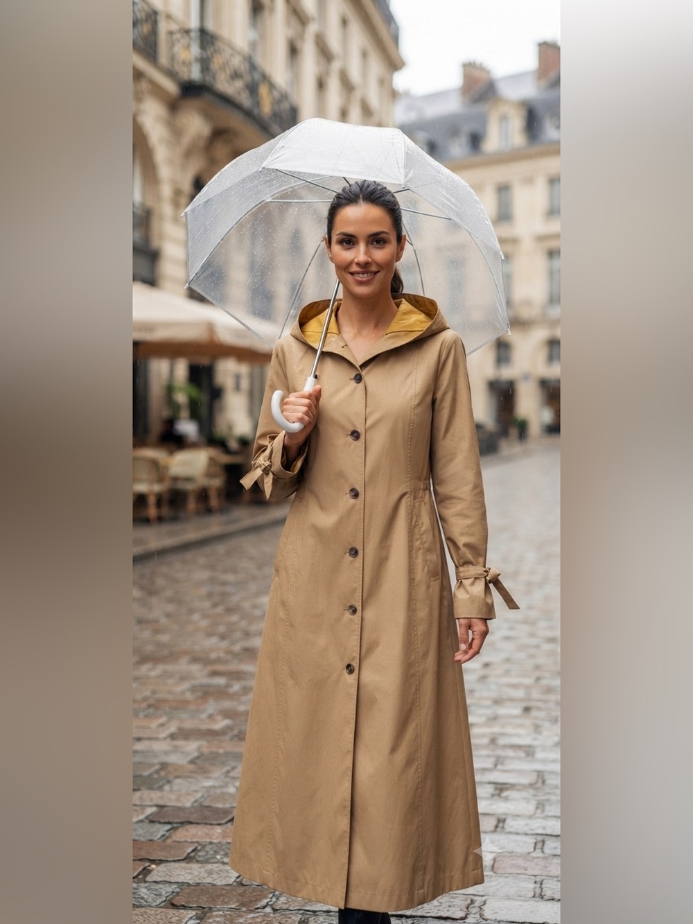 Vintage The Totes Coat Khaki Hooded Raincoat Trench Sz 14 Retro Cottagecore 80s